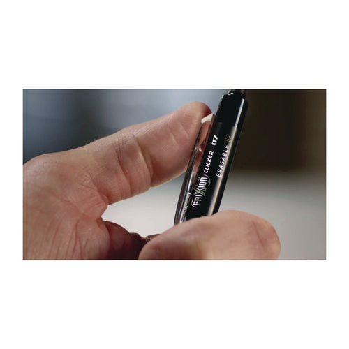 Frixion Ball Clicker Erasable Gel Pen, Retractable, Fine 0.7 Mm, Black Ink, Black Barrel, 2/pack
