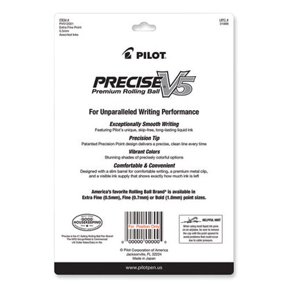 Precise V5 Rollerball Pen, Stick, Fine 0.5 Mm, Assorted Ink And Barrel Colors, Dozen