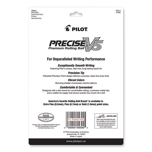 Precise V5 Rollerball Pen, Stick, Fine 0.5 Mm, Assorted Ink And Barrel Colors, Dozen
