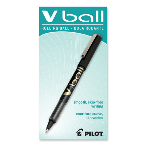 Vball Liquid Ink Rollerball Pen, Stick, Fine 0.7 Mm, Black Ink, Black/clear Barrel, Dozen