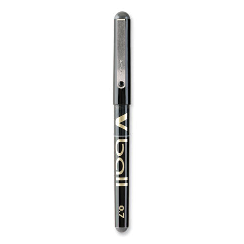 Vball Liquid Ink Rollerball Pen, Stick, Fine 0.7 Mm, Black Ink, Black/clear Barrel, Dozen