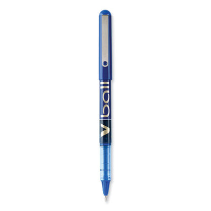 Vball Liquid Ink Rollerball Pen, Stick, Fine 0.7 Mm, Blue Ink, Blue/clear Barrel, Dozen