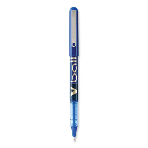 Vball Liquid Ink Rollerball Pen, Stick, Fine 0.7 Mm, Blue Ink, Blue/clear Barrel, Dozen