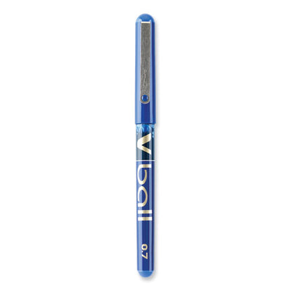 Vball Liquid Ink Rollerball Pen, Stick, Fine 0.7 Mm, Blue Ink, Blue/clear Barrel, Dozen