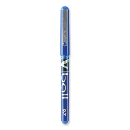 Vball Liquid Ink Rollerball Pen, Stick, Fine 0.7 Mm, Blue Ink, Blue/clear Barrel, Dozen