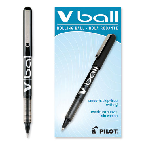 Vball Liquid Ink Rollerball Pen, Stick, Extra-fine 0.5 Mm, Black Ink, Black/clear Barrel, Dozen