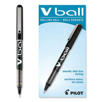 Vball Liquid Ink Rollerball Pen, Stick, Extra-fine 0.5 Mm, Black Ink, Black/clear Barrel, Dozen