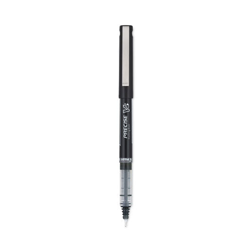Precise V5 Rollerball Pen, Stick, Extra-fine 0.5 Mm, Black Ink, Black/clear Barrel, Dozen