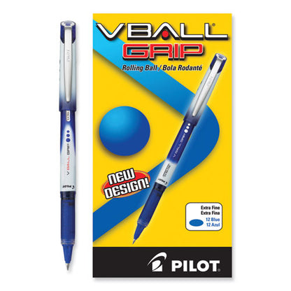 Vball Grip Liquid Ink Rollerball Pen, Stick, Extra-fine 0.5 Mm, Blue Ink, Blue/white Barrel, Dozen