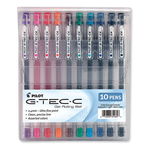 G-tec-c Ultra Gel Pen With Convenient Storage Pouch, Stick, Ultra-fine 0.4 Mm, Assorted Ink And Barrel Colors, 10/pack
