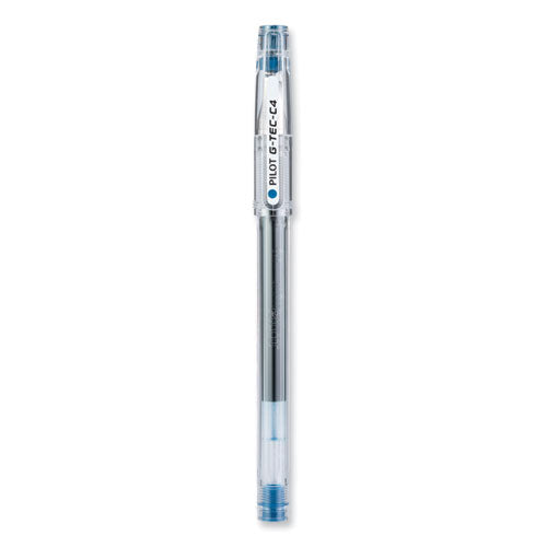 G-tec-c Ultra Gel Pen, Stick, Ultra-fine 0.4 Mm, Blue Ink, Clear/blue Barrel, Dozen