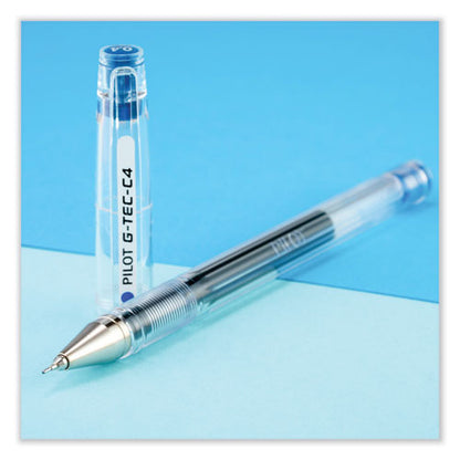 G-tec-c Ultra Gel Pen, Stick, Ultra-fine 0.4 Mm, Blue Ink, Clear/blue Barrel, Dozen