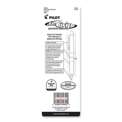 Dr. Grip Center Of Gravity Ballpoint Pen, Retractable, Medium 1 Mm, Black Ink, Silver/charcoal Barrel