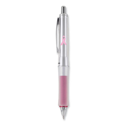 Dr. Grip Center Of Gravity Breast Cancer Awareness Ballpoint Pen, Retractable, Medium 1 Mm, Black Ink, Silver/pink Barrel