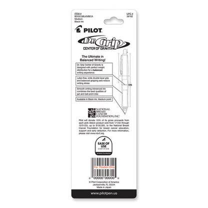 Dr. Grip Center Of Gravity Breast Cancer Awareness Ballpoint Pen, Retractable, Medium 1 Mm, Black Ink, Silver/pink Barrel