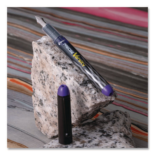 Varsity Fountain Pen, Medium 1 Mm, Purple Ink, Clear/black/purple Barrel