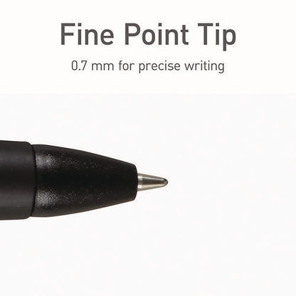 Pentonic Ballpoint Pen, Retractable, Fine 0.7 Mm, Black Ink, Black Barrel, 12/pack