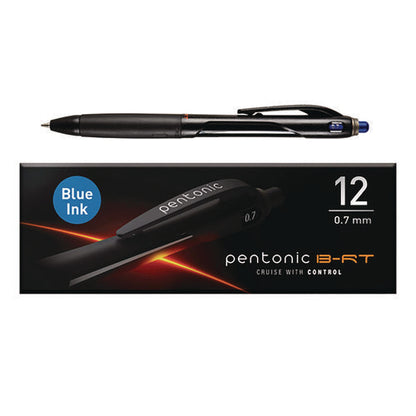 Pentonic Ballpoint Pen, Retractable, Fine 0.7 Mm, Blue Ink, Black/blue Barrel, 12/pack