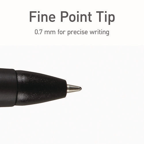 Pentonic Ballpoint Pen, Retractable, Fine 0.7 Mm, Blue Ink, Black/blue Barrel, 12/pack