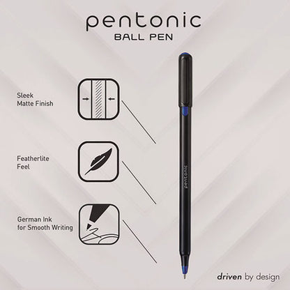 Pentonic Ballpoint Pen, Stick, Fine 0.7 Mm, Assorted Ink Colors, Black Barrel, 25/pack