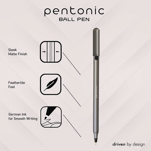Pentonic Ballpoint Pen, Stick, Medium 1 Mm, Assorted Ink Colors, Charcoal Gray Barrel, 25/pack