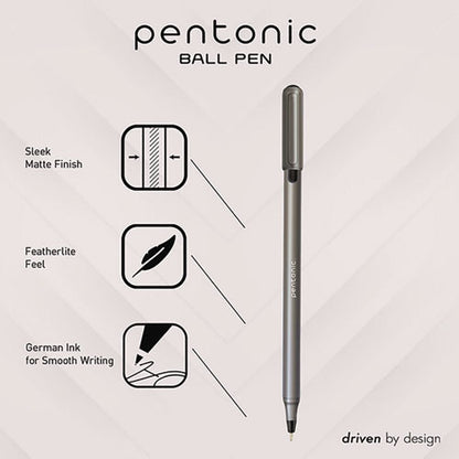 Pentonic Ballpoint Pen, Stick, Medium 1 Mm, Assorted Ink Colors, Charcoal Gray Barrel, 25/pack