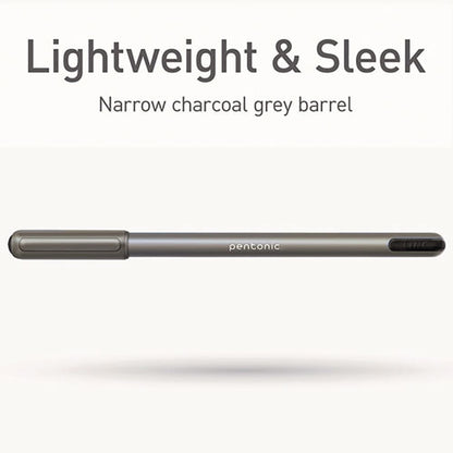 Pentonic Ballpoint Pen, Stick, Medium 1 Mm, Black Ink, Charcoal Gray Barrel, 25/pack