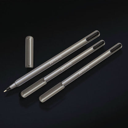 Pentonic Ballpoint Pen, Stick, Medium 1 Mm, Black Ink, Charcoal Gray Barrel, 25/pack