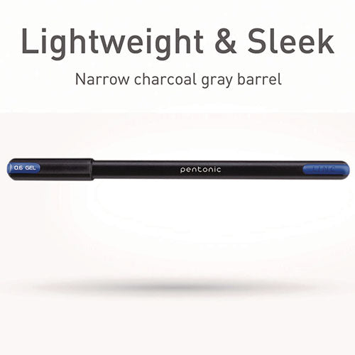 Pentonic Gel Pen, Stick, Assorted Point Sizes, Assorted Ink Colors, Black Barrel, 12/pack