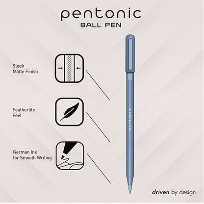 Pentonic Gel Pen, Stick, Fine 0.7 Mm, Blue Ink, Frosted Blue Barrel, 10/pack