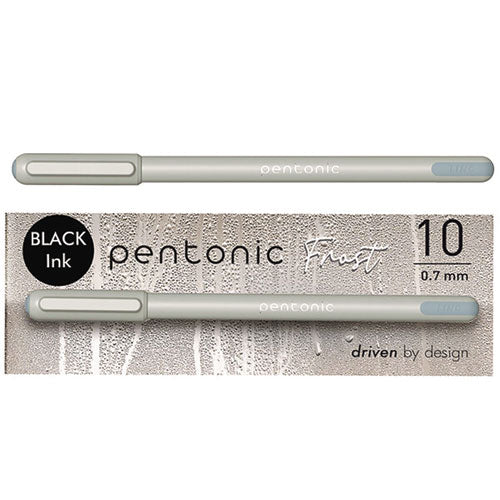 Pentonic Gel Pen, Stick, Fine 0.7 Mm, Black Ink, Pale Gray Barrel, 10/pack