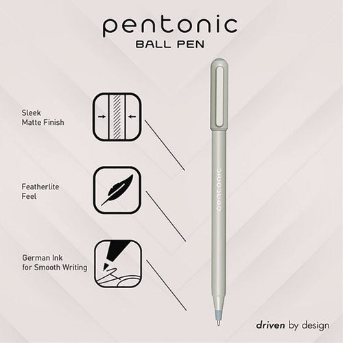 Pentonic Gel Pen, Stick, Fine 0.7 Mm, Black Ink, Pale Gray Barrel, 10/pack