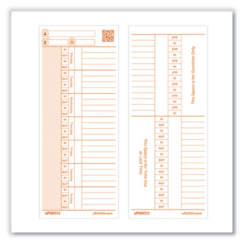 Time Clock Cards For Pk1100 Time Clock, Two Sides, 3.38 X 8.25, 100/pack
