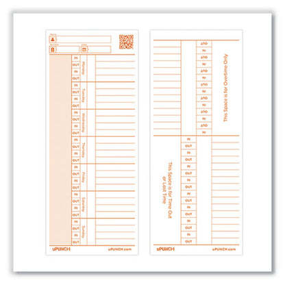 Time Clock Cards For Pk1100 Time Clock, Two Sides, 3.38 X 8.25, 100/pack