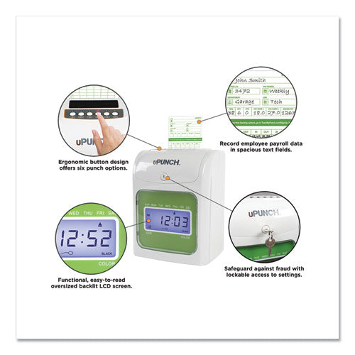 Hn1500 Electronic Non-calculating Time Clock Bundle, Digital Display, Beige/green