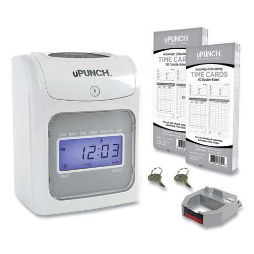 Hn2500 Electronic Calculating Time Clock Bundle, Digital Display, Beige/gray