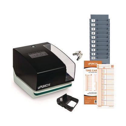 Digital Time Clock And Date Stamp Bundle, Digital Display, Black