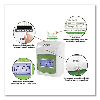 Ub1000 Electronic Non-calculating Time Clock Bundle, Digital Display, Beige/green