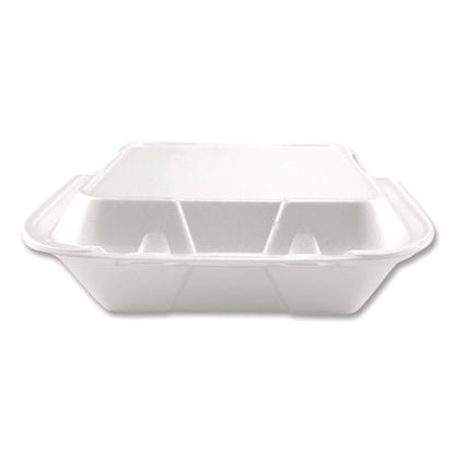 Foam Hinged Lid Containers, 3-compartment, 9 X 9 X 3, White, Foam, 200/carton