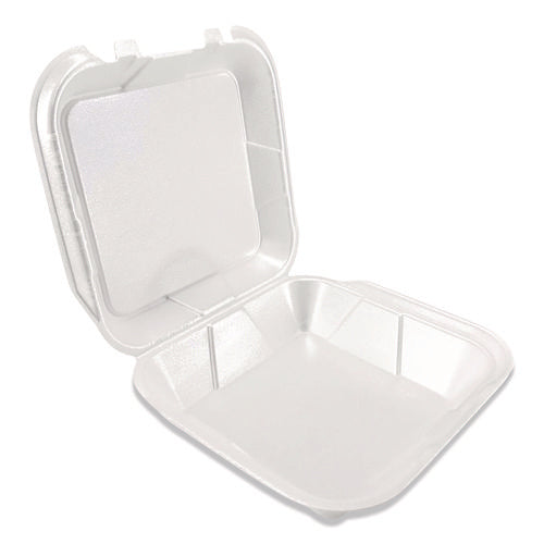 Foam Hinged Lid Containers, 9 X 9 X 3, White, Foam, 200/carton