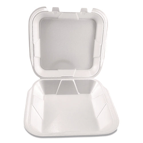 Foam Hinged Lid Containers, 9 X 9 X 3, White, Foam, 200/carton
