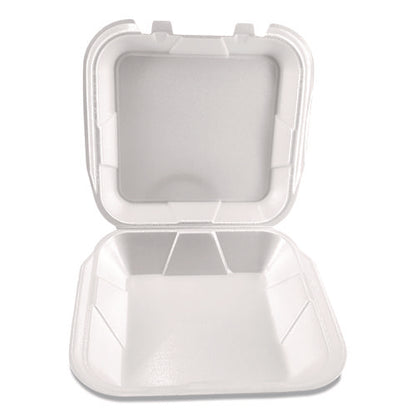 Foam Hinged Lid Containers, 9 X 9 X 3, White, Foam, 200/carton