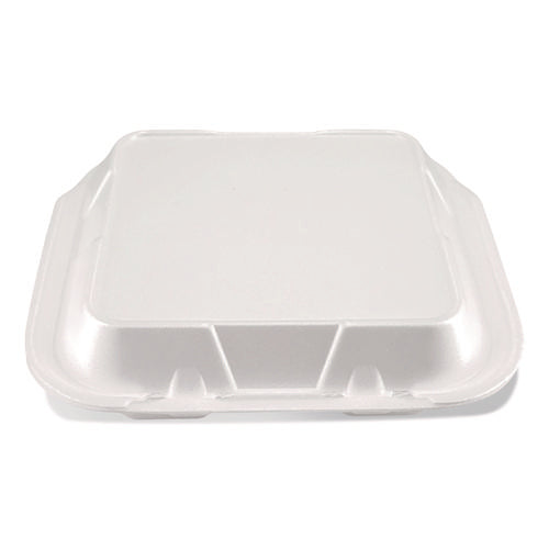 Foam Hinged Lid Containers, 9 X 9 X 3, White, Foam, 200/carton