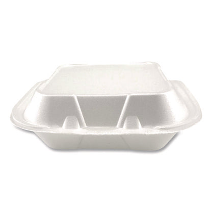 Foam Hinged Lid Containers, 3-compartment, 8.56 X 8 X 2.76, White, Foam, 200/carton