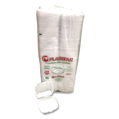 Foam Hinged Lid Containers, 6 X 6 X 3, White, Foam, 500/carton