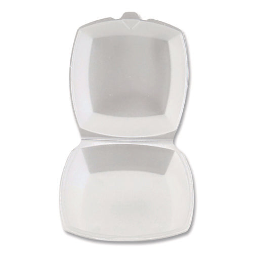 Foam Hinged Lid Containers, 6 X 6 X 3, White, Foam, 500/carton