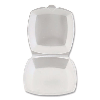 Foam Hinged Lid Containers, 6 X 6 X 3, White, Foam, 500/carton
