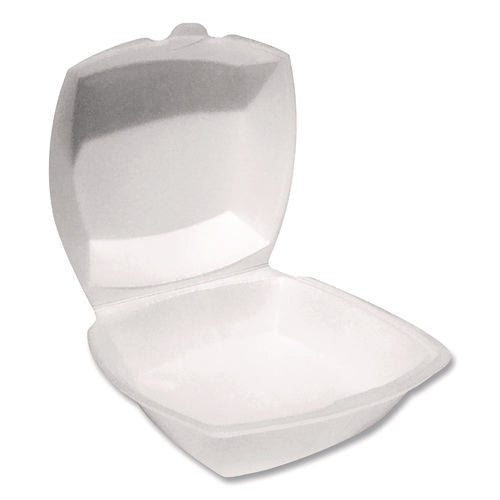 Foam Hinged Lid Containers, 6 X 6 X 3, White, Foam, 500/carton