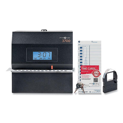3700 Heavy-duty Time Clock And Document Stamp, Digital Display, Black