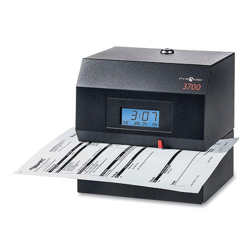 3700 Heavy-duty Time Clock And Document Stamp, Digital Display, Black